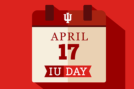 A calendar that shows April 17th as IU Day.
