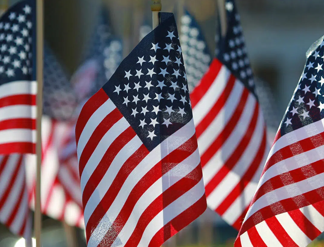 A field with many American Flags.