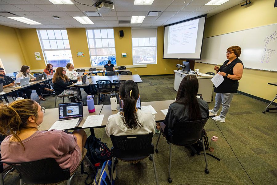 Students in a classroom at the IU South Bend Elkhart Center.