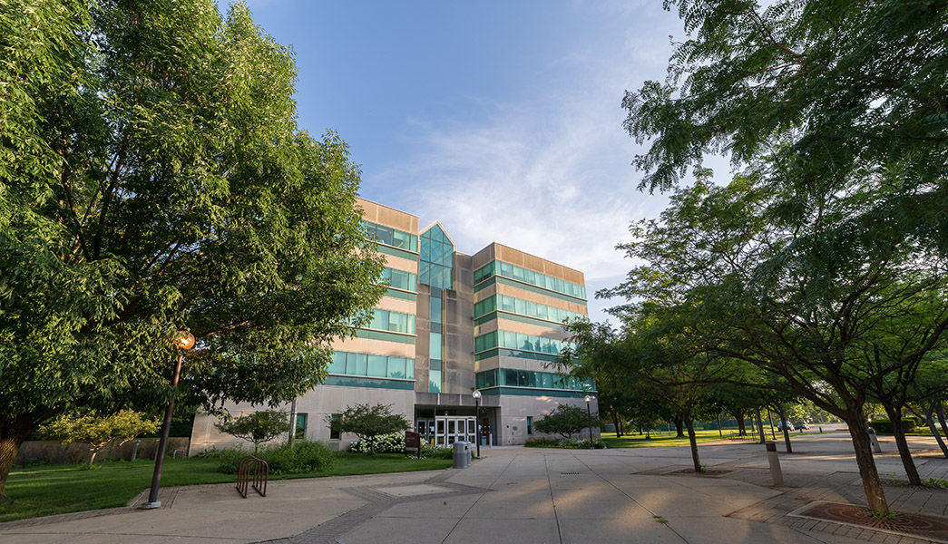 Exterior of the Franklin D. Schurz Library.